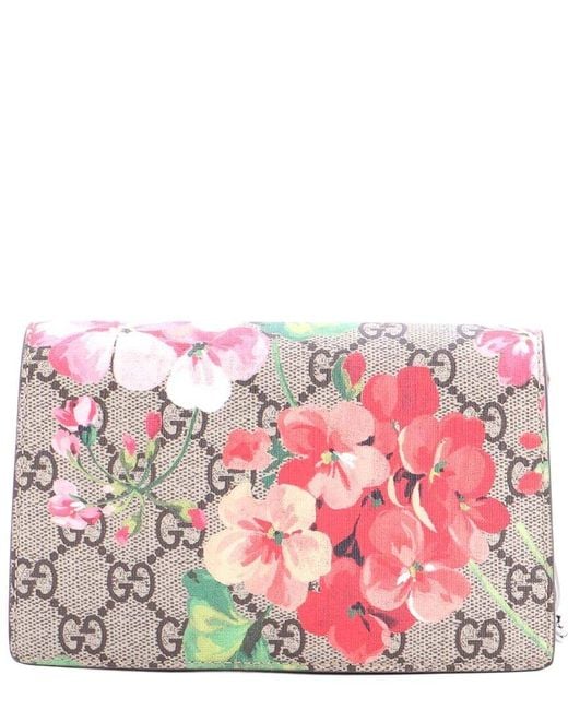 Gucci Pink Gg Coated Canvas Dionysus Bag Blooms Print Super Mini (Authentic Pre-Loved)