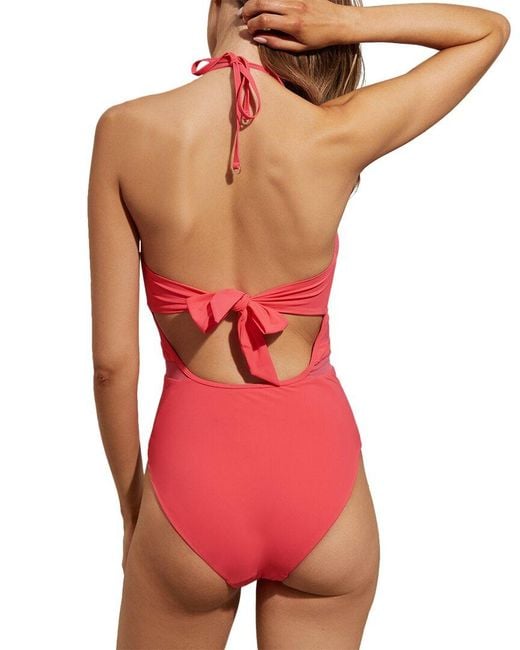 Reiss Red Hope Mesh Insert Swimsuit