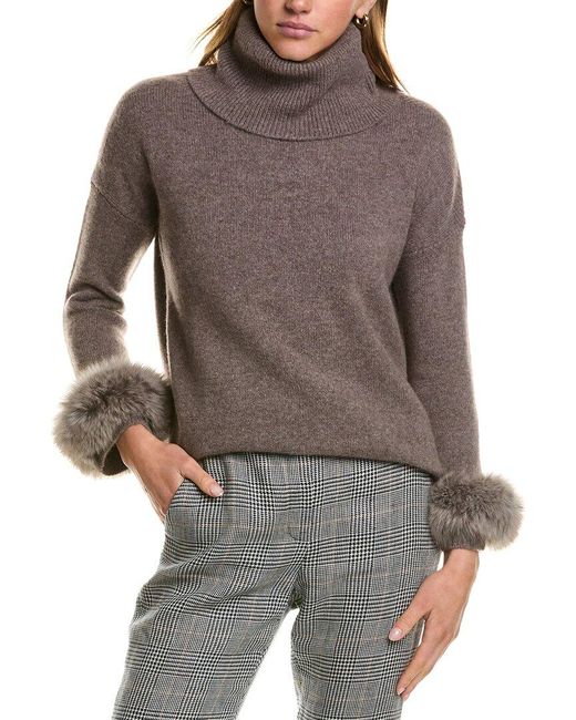 Hannah Rose Cashmere Turtleneck Sweater in Brown Lyst UK