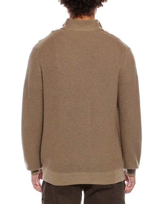 Vince Brown Geo Jacquard 1/4-Zip Wool & Cashmere-Blend Sweater for men