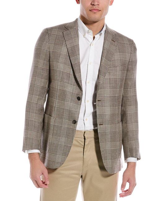 Brioni Brown Wool, Silk, & Linen-Blend Blazer for men
