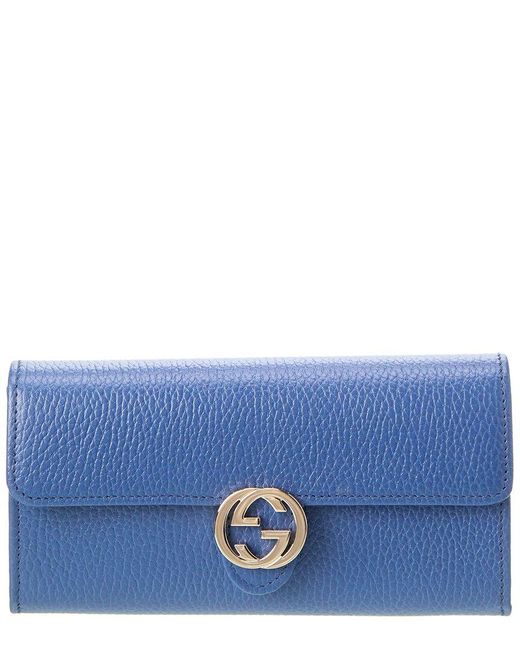 Gucci Blue Interlocking G Leather Continental Wallet