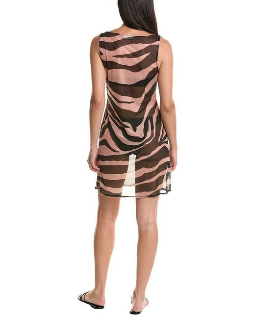 Natori Black Zebra Mesh Sheer Cover-up Dress