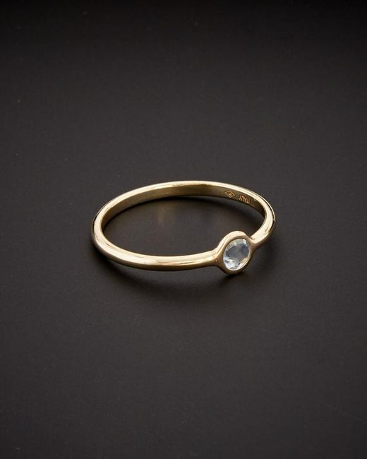 Italian Gold Black 14k Blue Topaz Ring