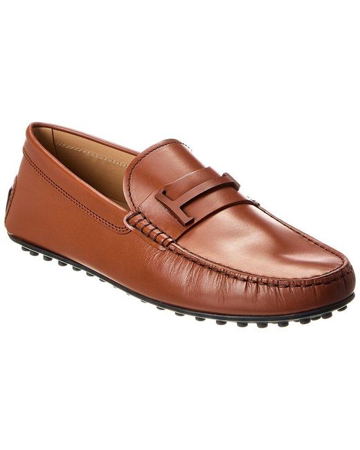 Tod's Brown City Gommino Leather Loafer for men