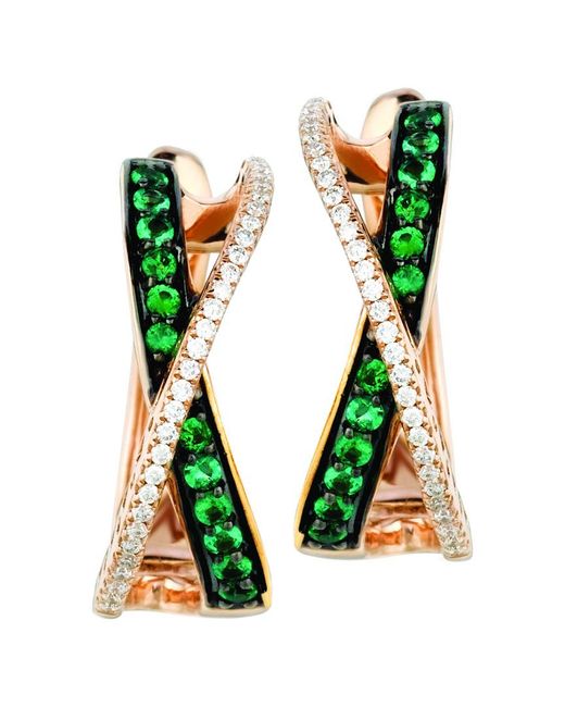 Le Vian Green Le Vian 14k Rose Gold 0.41 Ct. Tw. Diamond & Costa Smeralda Emeralds Earrings