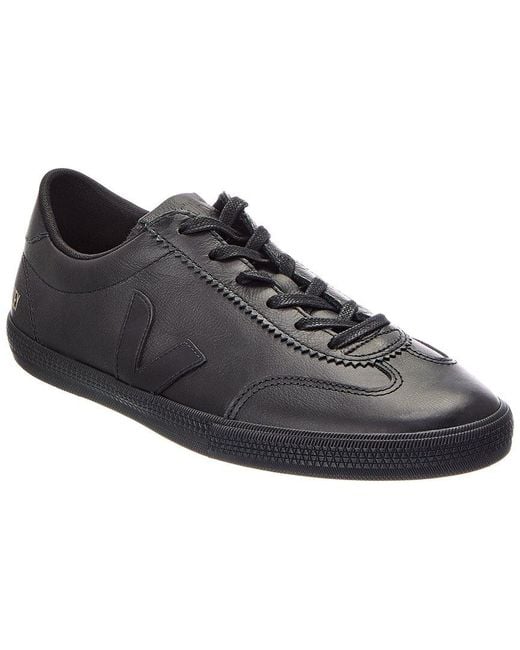 Veja Black Volley Signature Leather Sneaker for men