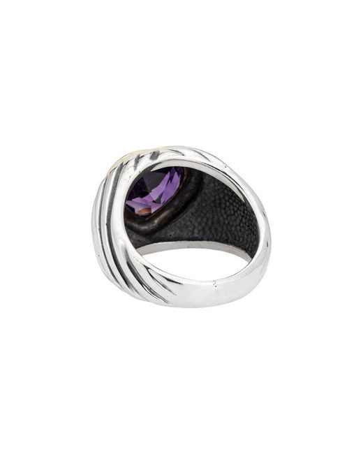 David Yurman White Cable Collection 14K & Amethyst Ring (Authentic Pre-Owned)