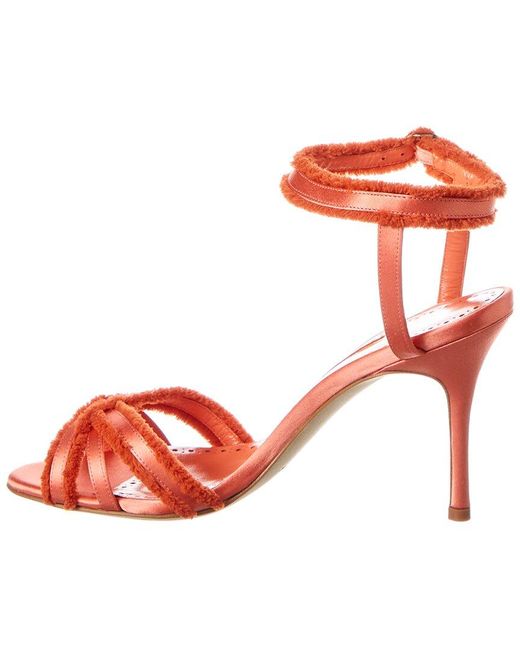 Manolo Blahnik Red Mokuya 90 Satin Sandal