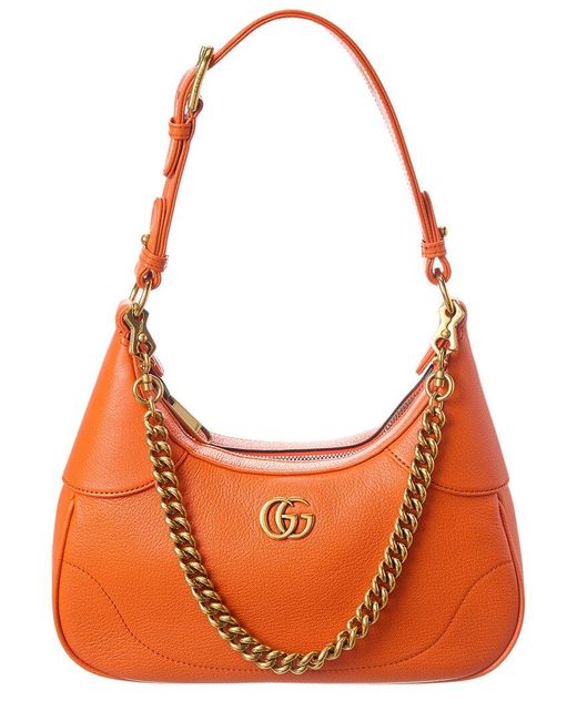 Gucci Orange Aphrodite Small Leather Hobo Bag