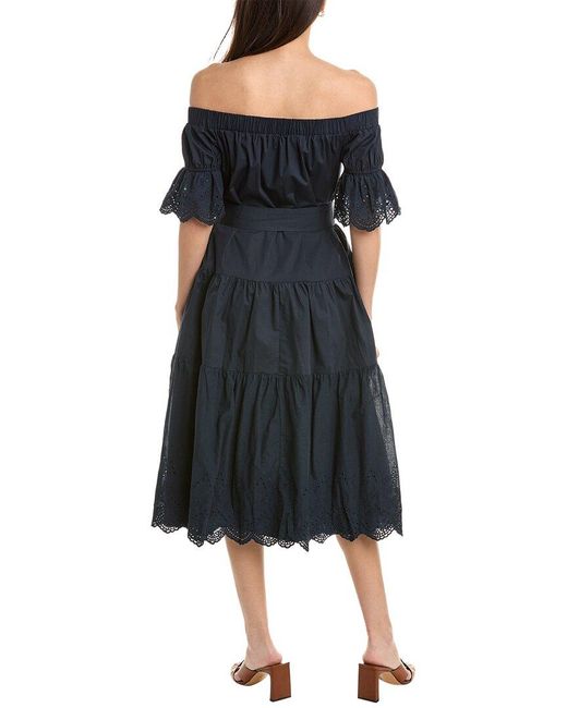 Gracia Blue Off-the-shoulder A-line Dress