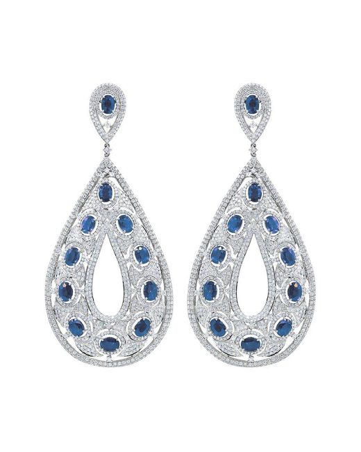 Diana M Blue Fine Jewelry 18k 39.80 Ct. Tw. Diamond & Tanzanite Earrings