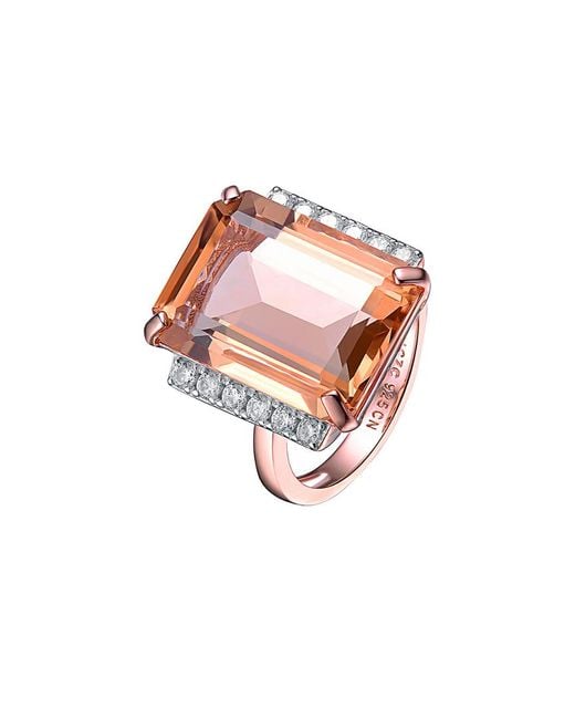 Genevive Jewelry White 18k Rose Gold Vermeil Cz Ring