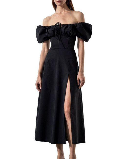 Nia Black Off-The-Shoulder Mini Dress