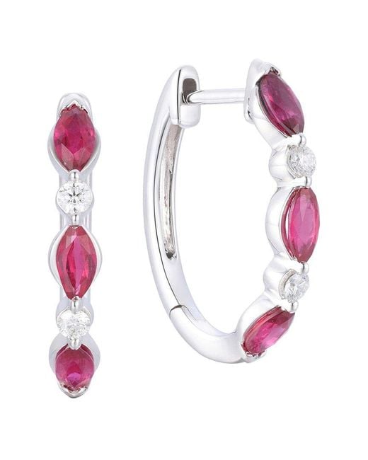 Gregg Ruth Pink 14K 1.16 Ct. Tw. Diamond & Ruby Huggie Earring