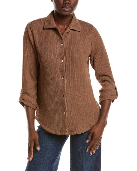 Anne Klein Brown Crinkle Shirt