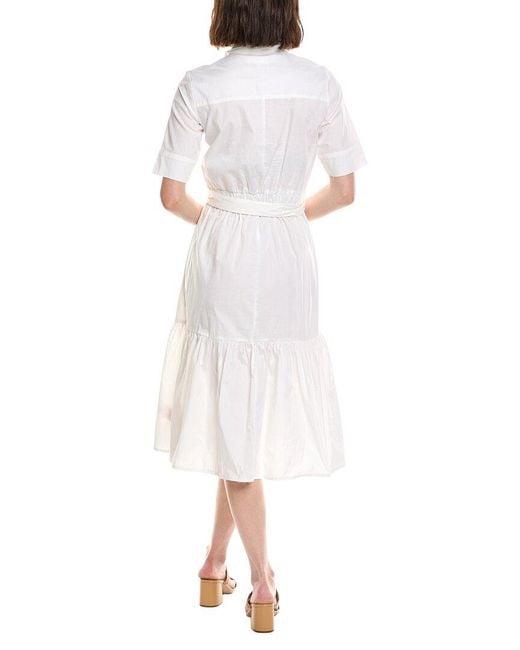 Stella Parker White Nicolette Drop Waist Midi Shirtdress