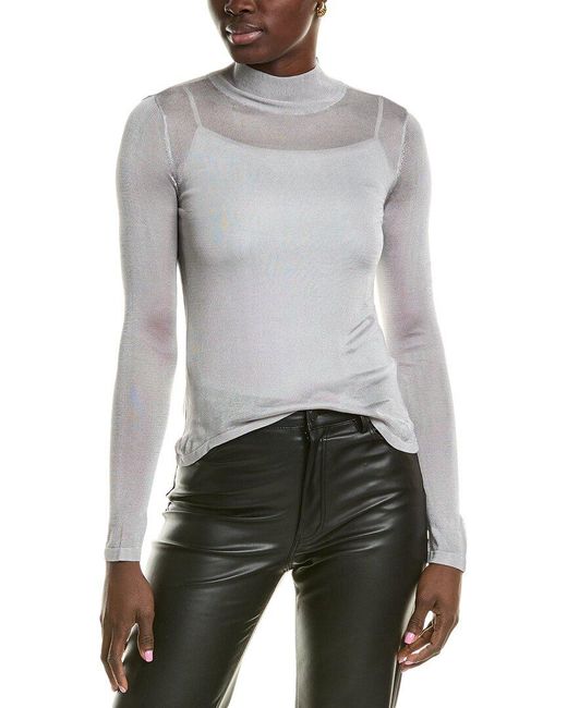 MILLY Gray Mock Neck Pullover