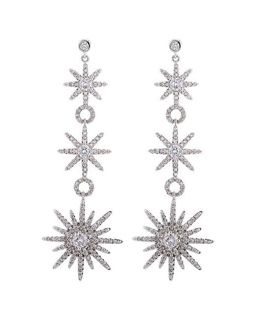 Eye Candy LA White Luxe Collection Rhodium Plated Cz To The North Star Drop Earrings
