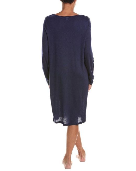 Hanro Blue Natural Wear Round Neck Wool-Blend Dress