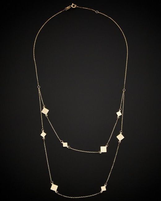 Italian Gold Black 14k Square Station Layered Necklace