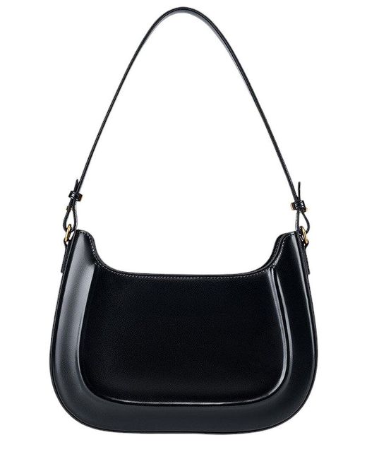 Adele Berto Black Leather Shoulder Bag