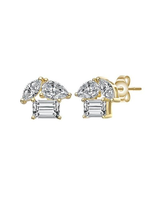 Genevive Jewelry White 14k Over Silver Cz Studs