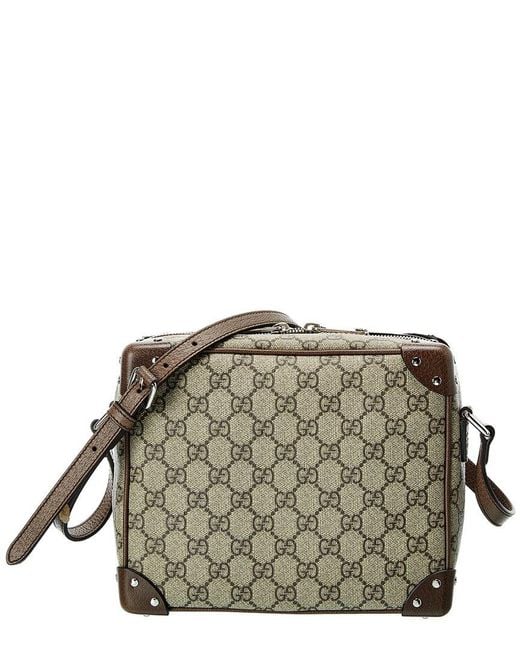 Gucci Gray GG Supreme Canvas & Leather Shoulder Bag