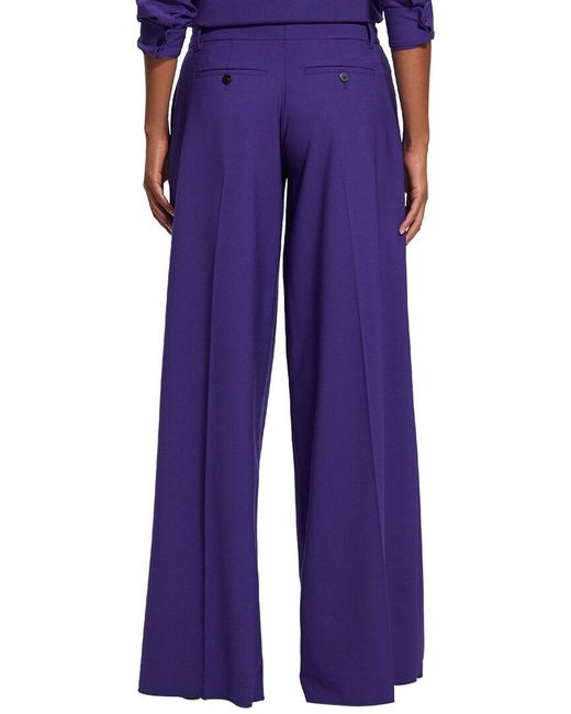 Theory Purple Low Rise Pleated Wool-blend Pant