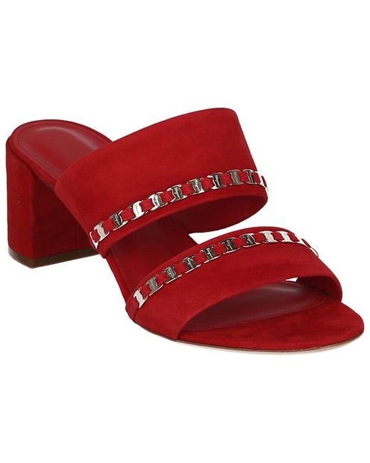 Ferragamo Red Trabia Vara Chain Block Leather Sandal