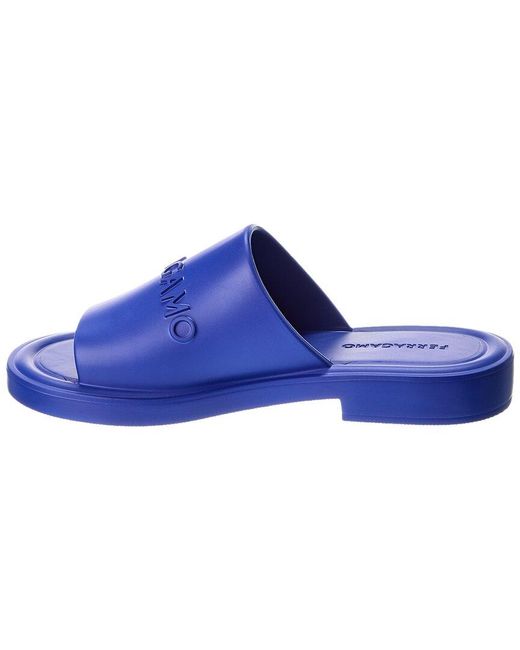 Ferragamo Blue Giuneva Rubber Sandal for men