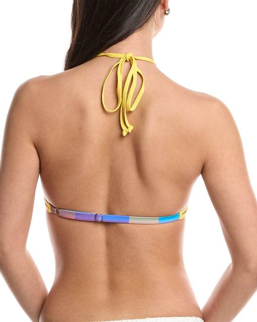 WeWoreWhat Blue High Neck Halter Top Bikini Top