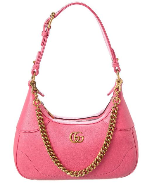 Gucci Pink Aphrodite Small Leather Hobo Bag