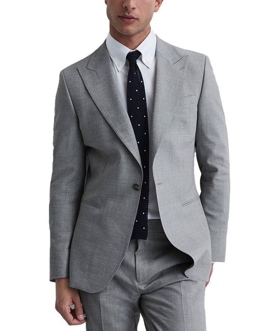 Reiss Gray Arrow Wool-Blend Suit Jacket for men