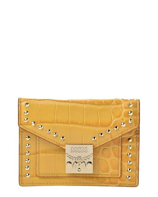 MCM Metallic Croc-Embossed Leather Wallet