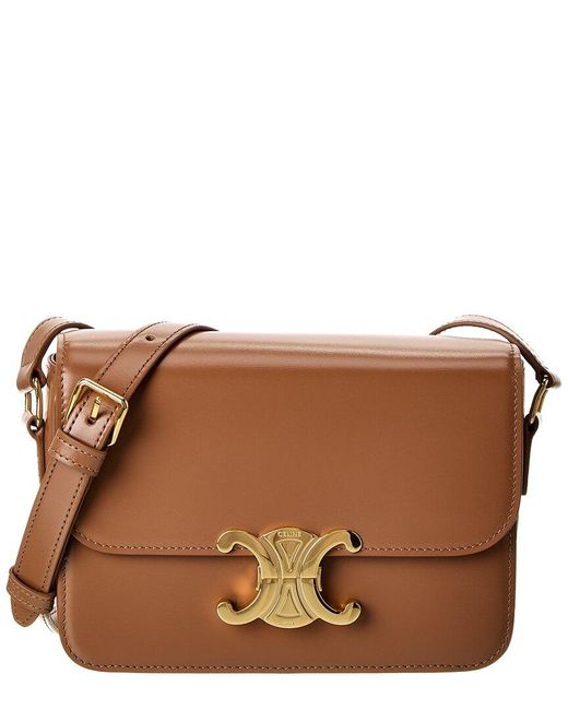 Céline Brown Teen Triomphe Leather Shoulder Bag