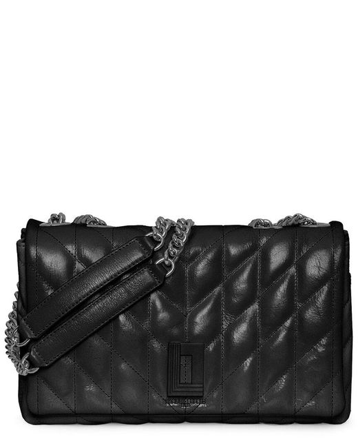 Karl Lagerfeld Agyness Medium Leather Shoulder Bag in Black Lyst