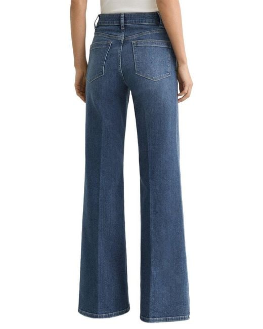 Reiss Blue Petite Cali Twin Pocket Button Flared Jean