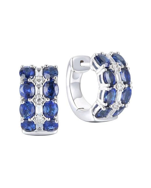 Gregg Ruth Blue 14K 4.49 Ct. Tw. Diamond & Sapphire Huggie Earring