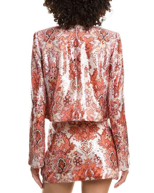 Cinq À Sept Red Sequin Damask Aspen Jacket