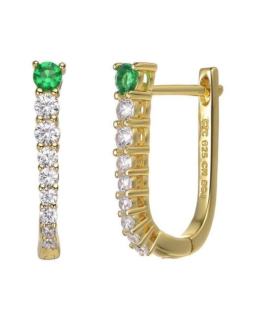 Genevive Jewelry Metallic 14k Over Silver Cz Earrings