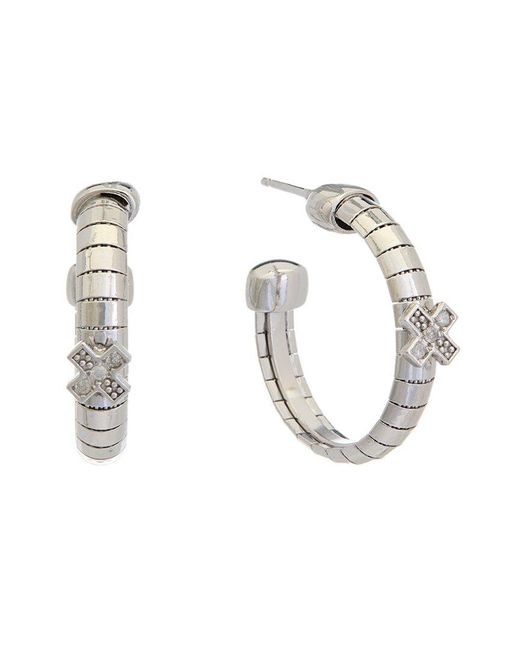 Meshmerise Metallic 18k Over Silver 0.06 Ct. Tw. Diamond Earrings