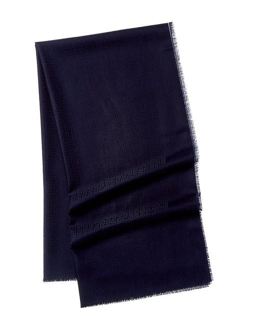 Givenchy Blue 4G Square Large Wool & Silk-Blend Scarf