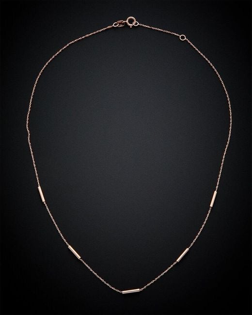 Italian Gold Black 14k Italian Rose Gold Tube Station Necklace