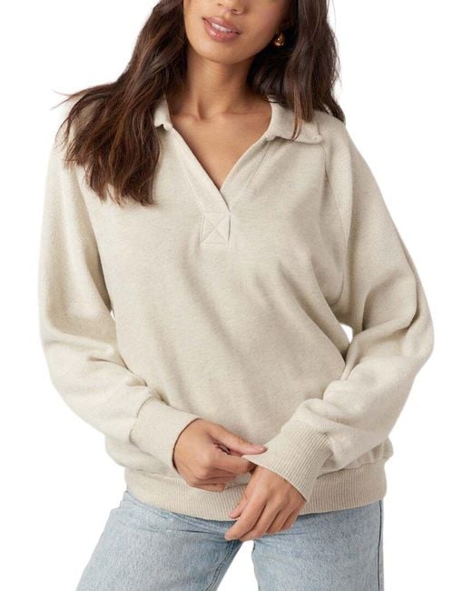 Project Social T Natural Mari Mixed Fleece Collared Pullover