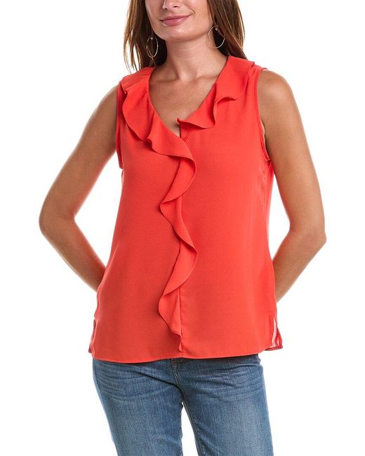Vince Camuto Red Ruffle Blouse