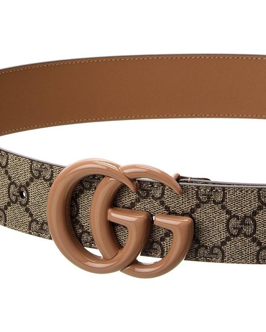 Gucci Brown GG Marmont Wide GG Supreme Canvas & Leather Belt