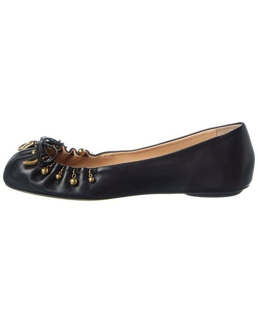 Chloé Blue Charms Leather Ballerina Flat