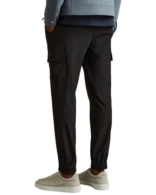 Reiss Black Hold Elasticated Cargo Tr Trouser for men