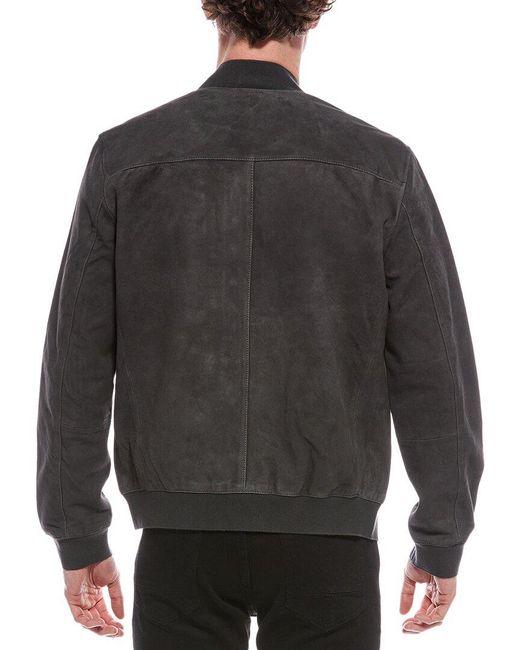 AllSaints Gray Kemble Suede Bomber Jacket for men